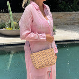 Geometric Cork Shoulder Bag with chain strap