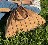 Unique Accordion Cork Bag 2 in 1 Shoulder Bag Tote or Bucket Bag women handbags purse Vegan organic sustainable Eco friendly gift