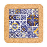 Cork Coaster Ethnic Portuguese Azulejo coasters trivet with traditional ceramic designs