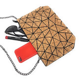Geometric Cork Shoulder Bag with chain strap