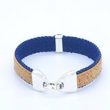 Handmade Cork Friendship Bracelet with Denim Fabric